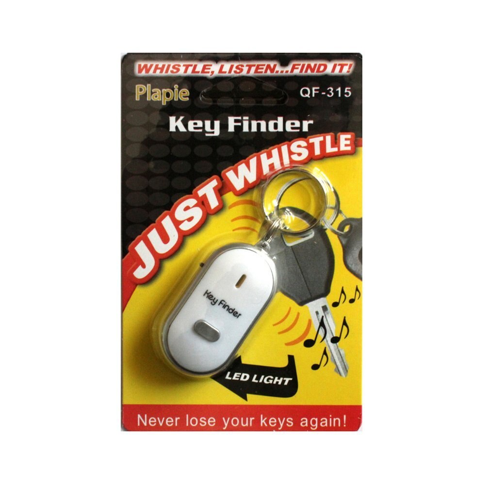 Anti-Lost Key Finder Led Fluitje Knipperende Piepend Geluid Controle Alarm Anti-Verloren Key Locator Finder Tracker Met sleutelhanger: white