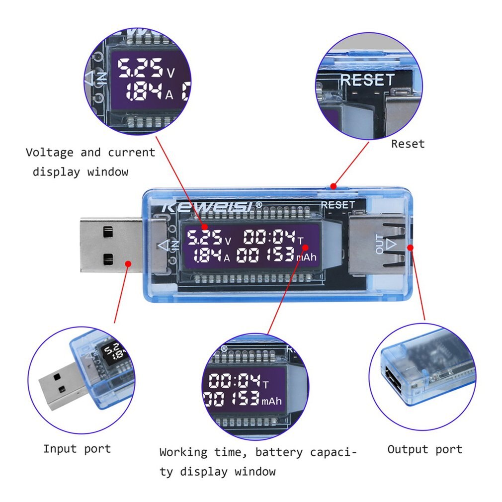 Neue USB Strom Spannung Kapazität Tester Meter Mobile Power Batterie Ladegerät Kapazität Tester Volt Strom Spannung Detektor