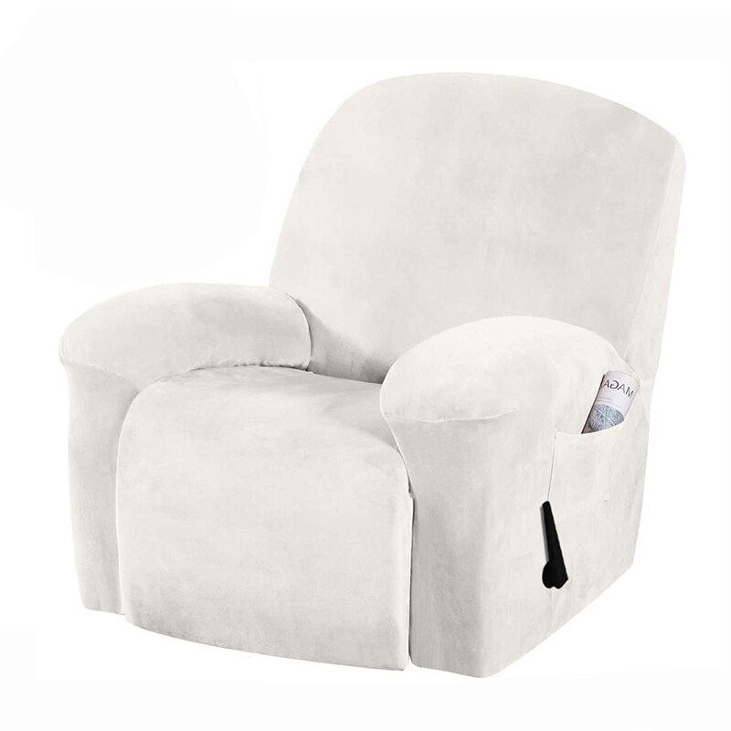 solidny kolor fotel rozkładany rozciągać aksamitna sofa pokrywa zagęścić elastan leżak ramię pokrowiec na krzesło s fotel rozkładany ochraniacz leniwy chłopiec pokrowiec na krzesło: F Recliner pokrywa