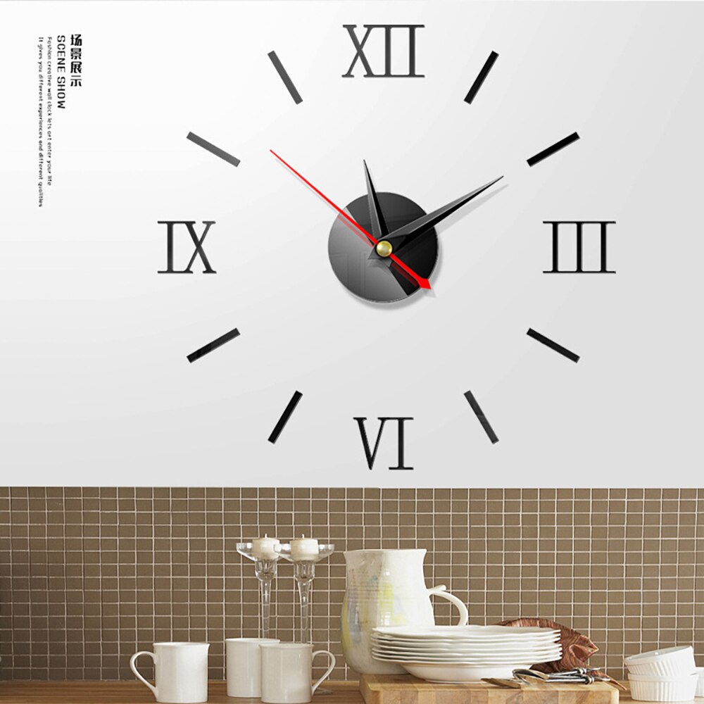 DIY Wanduhr Moderne Uhr Uhren 3D Acryl Spiegel Aufkleber Wohnzimmer Heimat Sekretariat Dekor Quarz Nadel Europa Horloge: B
