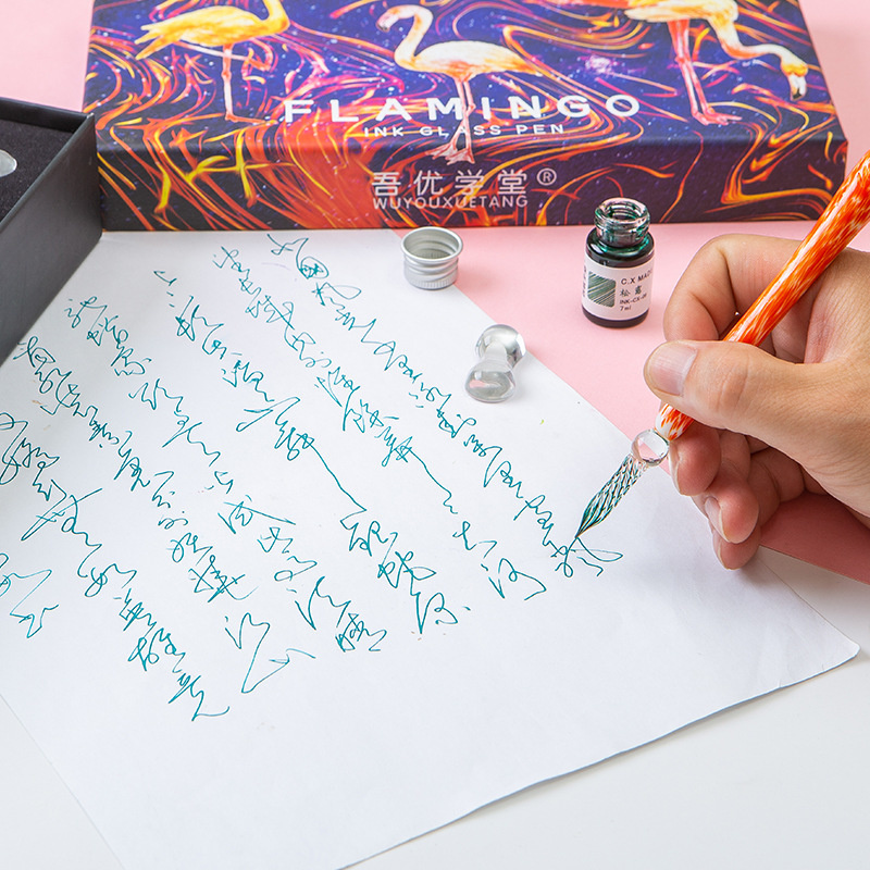 5/15pcs Glass Dip Pen In Water Pencil Color Ink Glass Signature Pencils Stationery Dip Pens And Ink Sets