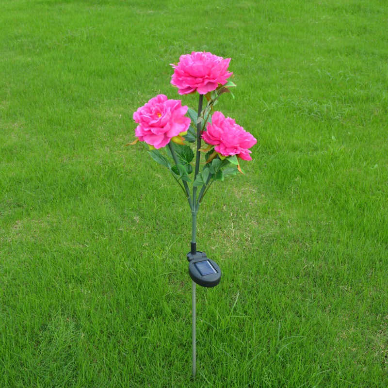 Solar led pion blomma ljus färg energibesparande gräsmatta lampor utomhus trädgårdsgång trädgård dekoration 3 led blomma fest lampa: Röd