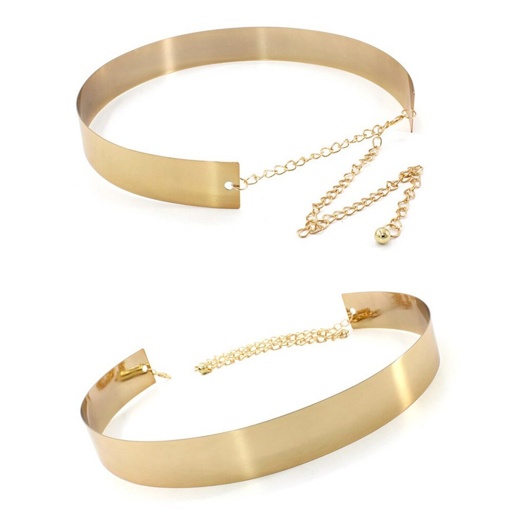 Cinturones de cintura Vintage con lentejuelas metálicas y agujeros para mujer, cinturón occidental para niñas, cinturón dorado con cadena salvaje, vestido, sobretodo, decoración, , novedad