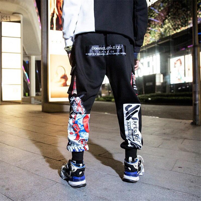NAGRI Casual pantalones de chándal de los hombres de invierno algodón Harem pantalones 3D Graffiti de Hip Hop Streetwear hombre Harajuku camisetas Pantalones
