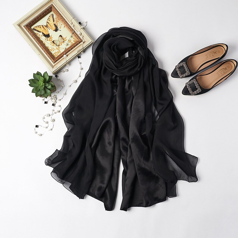 Bufanda con flecos para mujer, sarga de algodón, chal de otoño-invierno, bufandas cálidas de colores degradados, bufandas femeninas GRAY22: Black