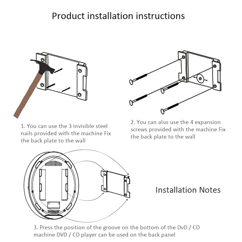 Portable Wall Mountable Bluetooth CD Player USB Drive LED Display HiFi Speaker o with Remote Control FM Radio Built-