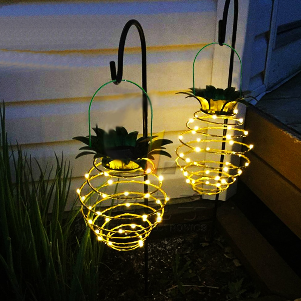 1/2 Pcs Solar Tuinverlichting Lantaarn Ananas Vorm Outdoor Solar Opknoping Licht Waterdicht Fairy Light Night Lights Home Decor