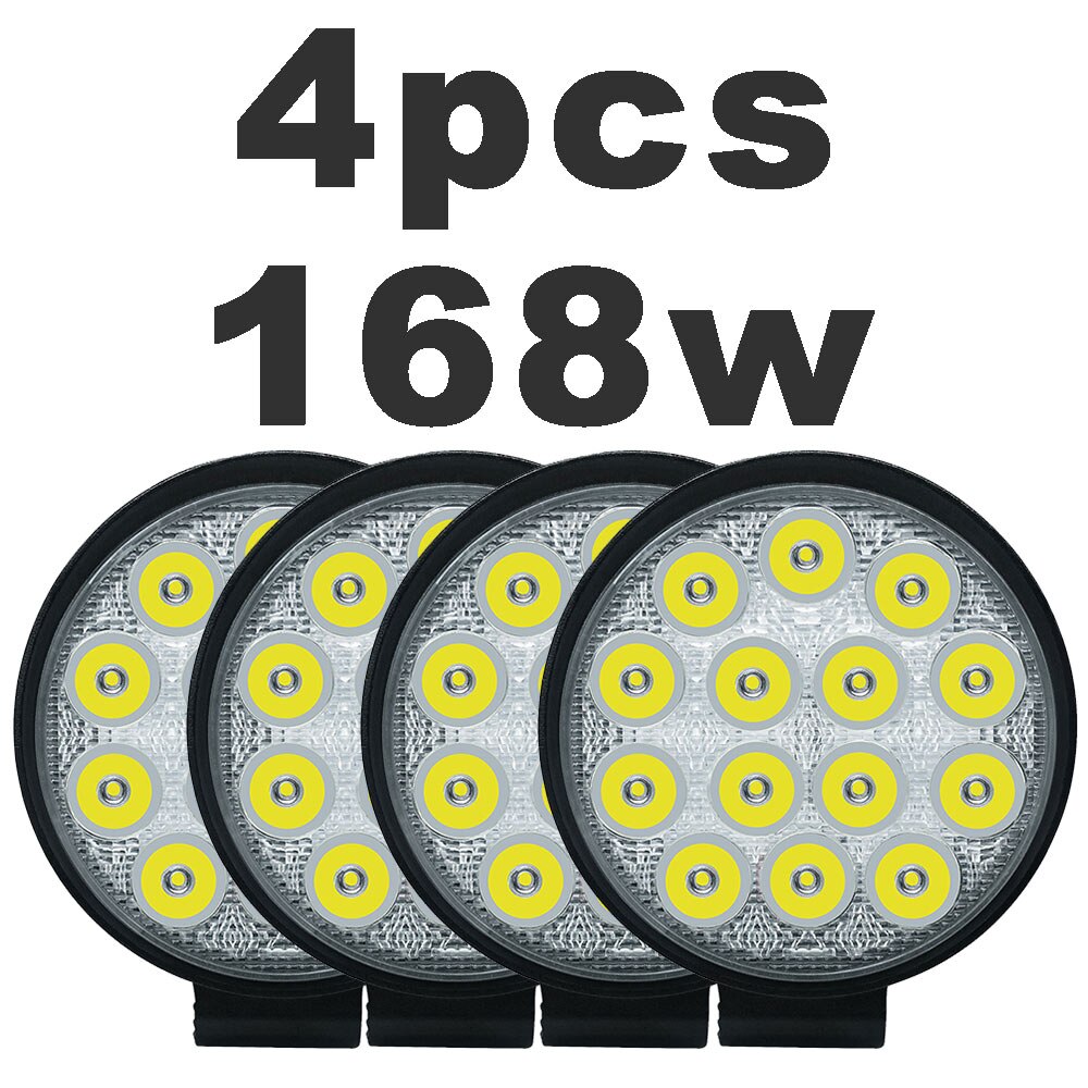 Aslent-Barra de luz Led redonda para obra, 4 pulgadas, 42W, 4200lm, faro delantero para Jeep, ATV, UAZ, SUV, 4WD, 4x4, camión, Tractor, todoterreno, 12v, 24v: 4pcs