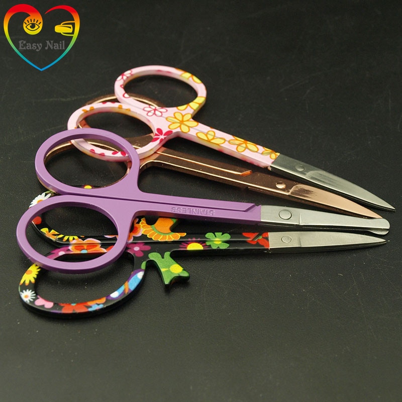 Facile À Ongles 1 pièces Joli Motif Maquillage Ciseaux Manucure Pour Ongles Sourcils Nez Cils Cuticule Ciseaux Outils De Maquillage, 4 types.