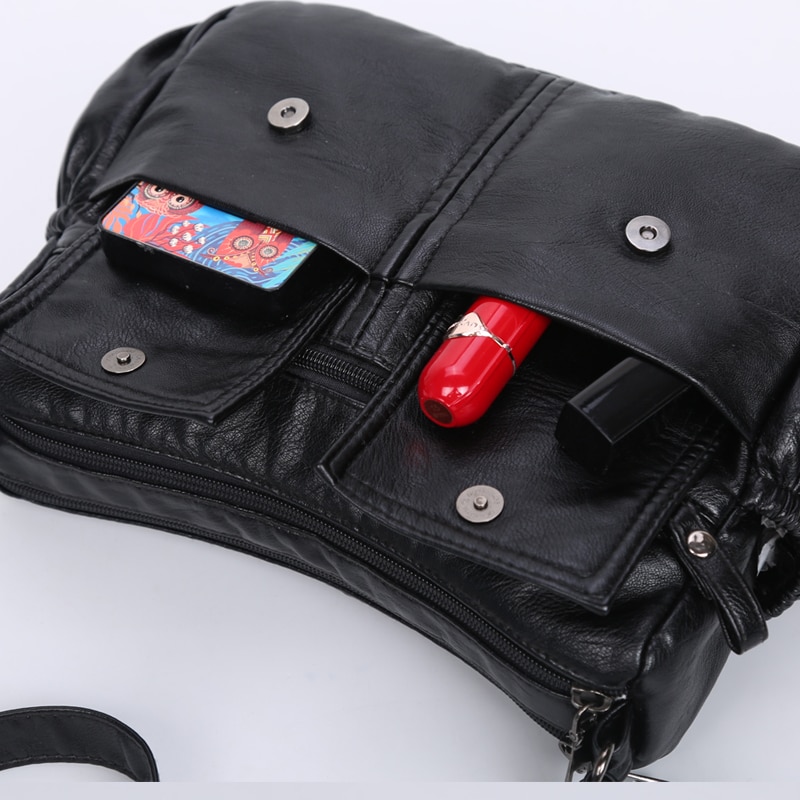 Annmouler-sac à bandoulière en cuir Pu pour femmes, sac à épaule noir doux, pochettes, sacoche pour dames, bourse pour dames, décontracté