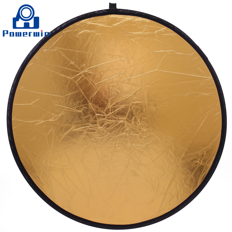 Powerwin 2 in 1 Gold Silver Reflector 60cm Collapsible Disc Diffuser Softbox Photo Studio Video Lighting Backdrop Light Stand