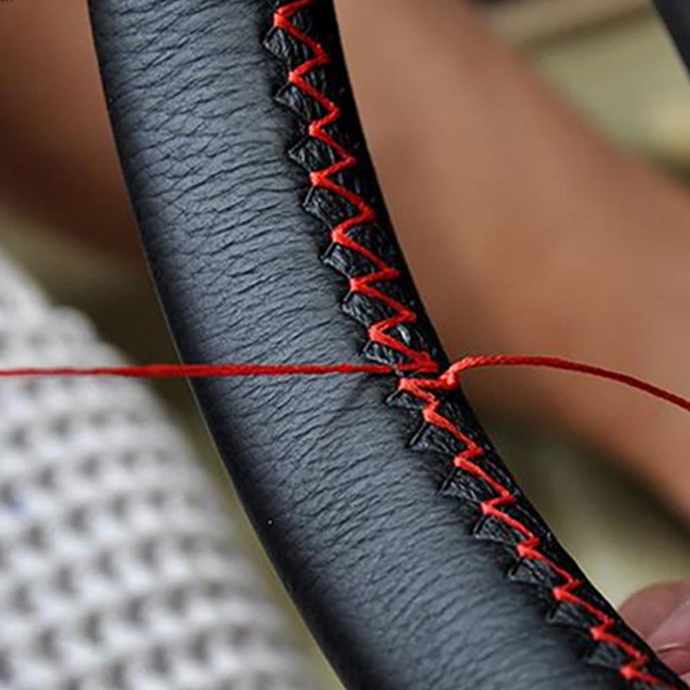 DIY Zachte slijtvaste Microfiber Kunstleer Auto Stuurhoes Covers met Naald Draad Interieur Accessoires