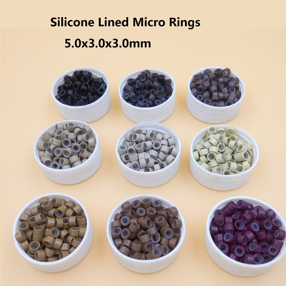 1000 pçs 5mm micro anel grânulos silicone grânulo link microringen para pena ferramentas de extensão do cabelo humano