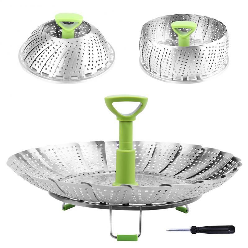 nuevos utensilios de cocina de acero inoxidable vaporera cesta de alimentos malla vaporera inoxidable plegable alimentos frutas vegetales Vapor olla