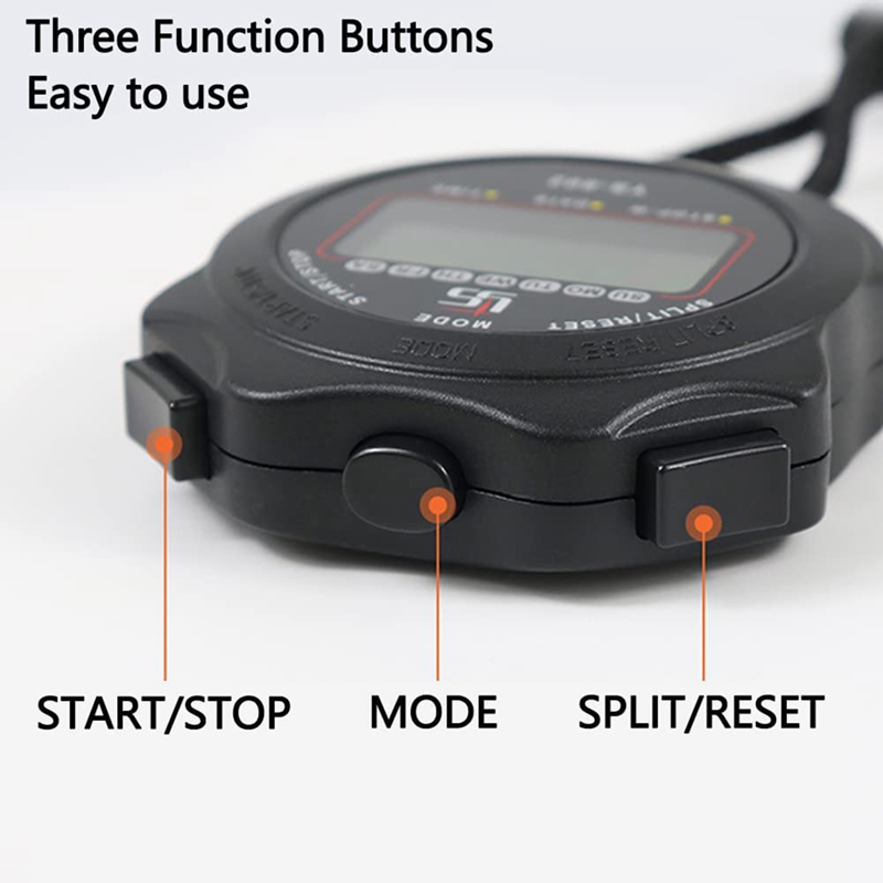 Sports Stopwatch Timer Lap Split Digital Stopwatch With Clock Calendar Alarm, Shockproof Stopwatch