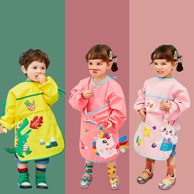 Baberos adorables para bebé, delantal impermeable de manga larga, bata babero de alimentación para niños, ropa de eructo, ropa suave para comer, Baberos Bavoir