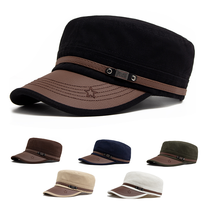 Sombrero plano para mujer, gorra de béisbol con ala de cuero PU a la para hombre, tela de algodón suave, visera informal, sombrero de camionero ajustable para otoño y verano