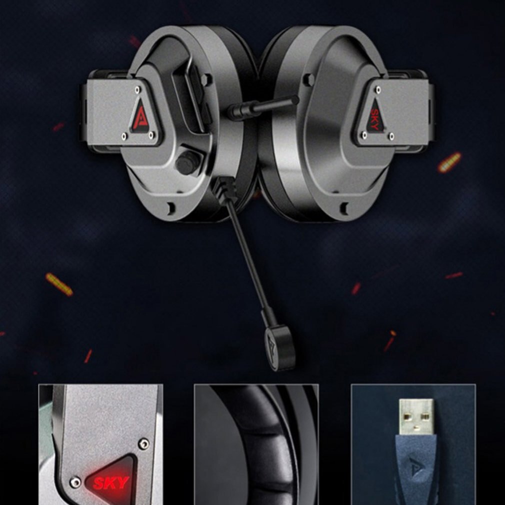 Wired Headsets 7.1 Channels With Mic 3D Stereo Music Over-Ear Headphones Game Headset For Laptop Comfort-fit Headset