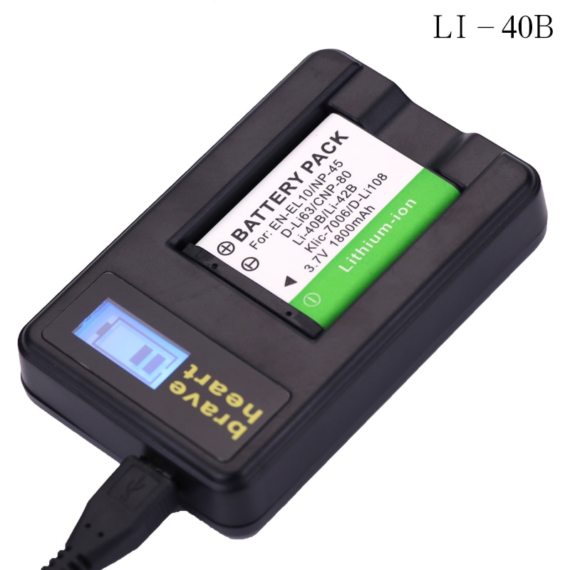 Baterías LI40B LI42B + cargador USB LCD para Li-40B /LI-42B, para Olympus, Nikon, EN-EL10, EN, EL10, ENEL10, Pentax, D-Li63, Fuji, 2 uds.