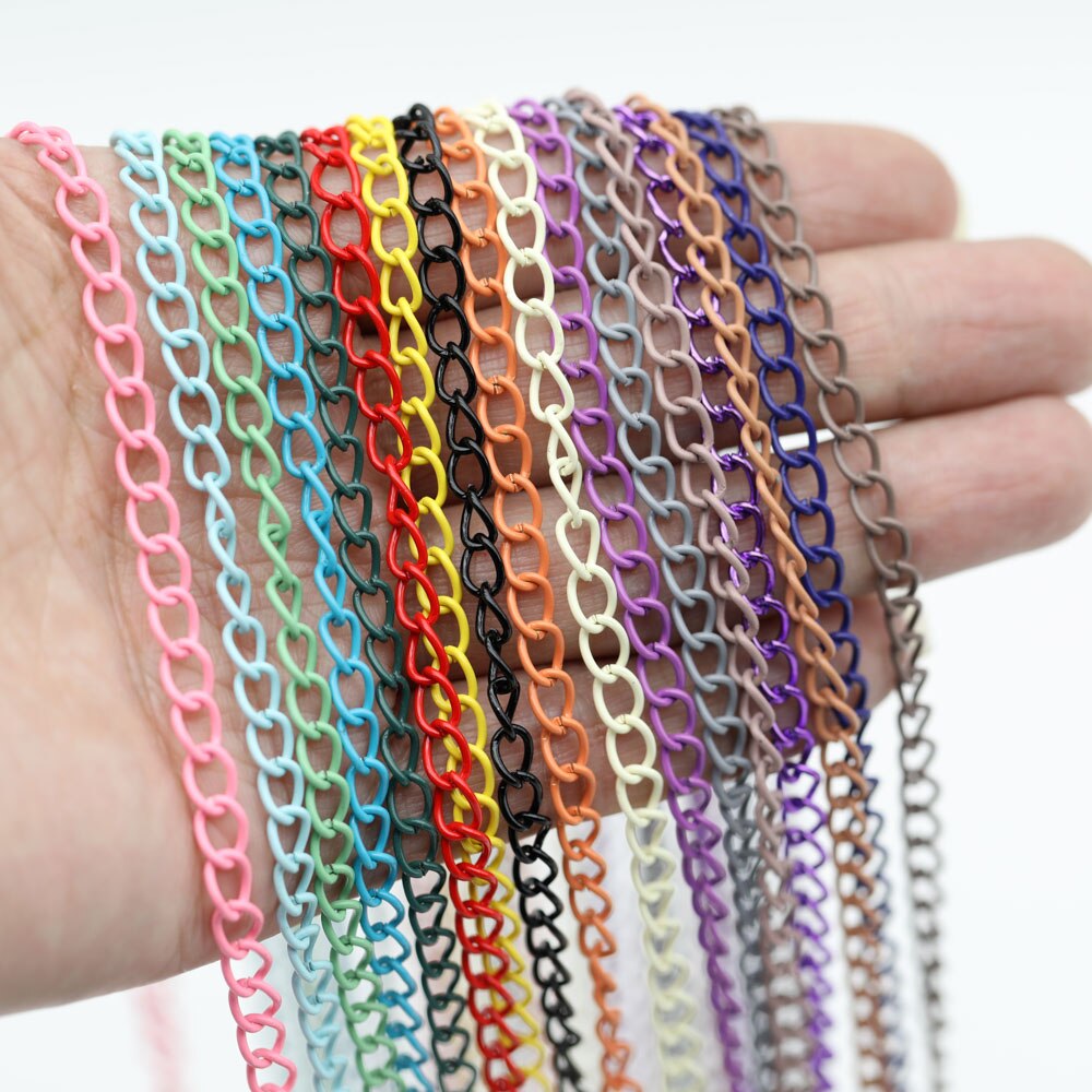 2 m/lot łańcuszki metalowe kolorowe łączenie łańcucha połączenie łańcucha rozszerzenie łańcucha dla DIY komponenty do wyrobu biżuterii styl boho