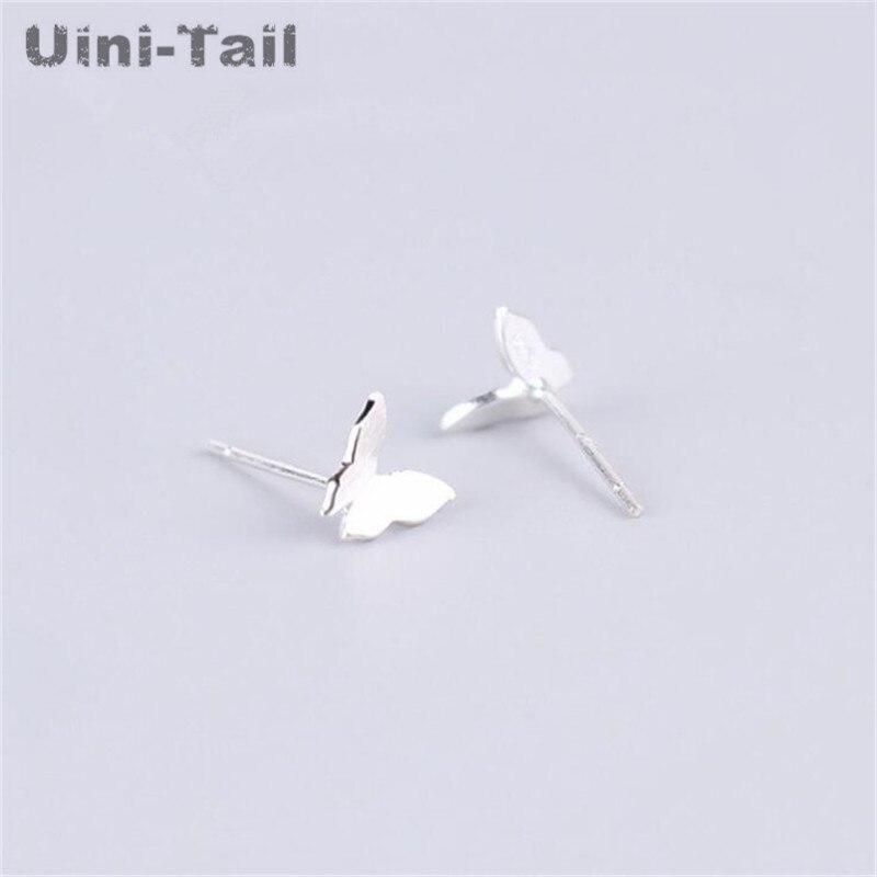 Uini-Tail 925 sterling silver sweet cute brushed butterfly earrings Korean trend hypoallergenic
