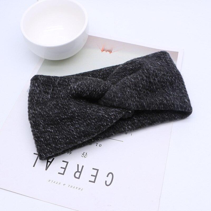 Warme Gestrickte Baby Mädchen Stirnband Winter Weiche freundlicher freundlicher Turban Haarband Stirnbänder Für Mädchen Haarband Baby Haar Zubehör: Schwarz