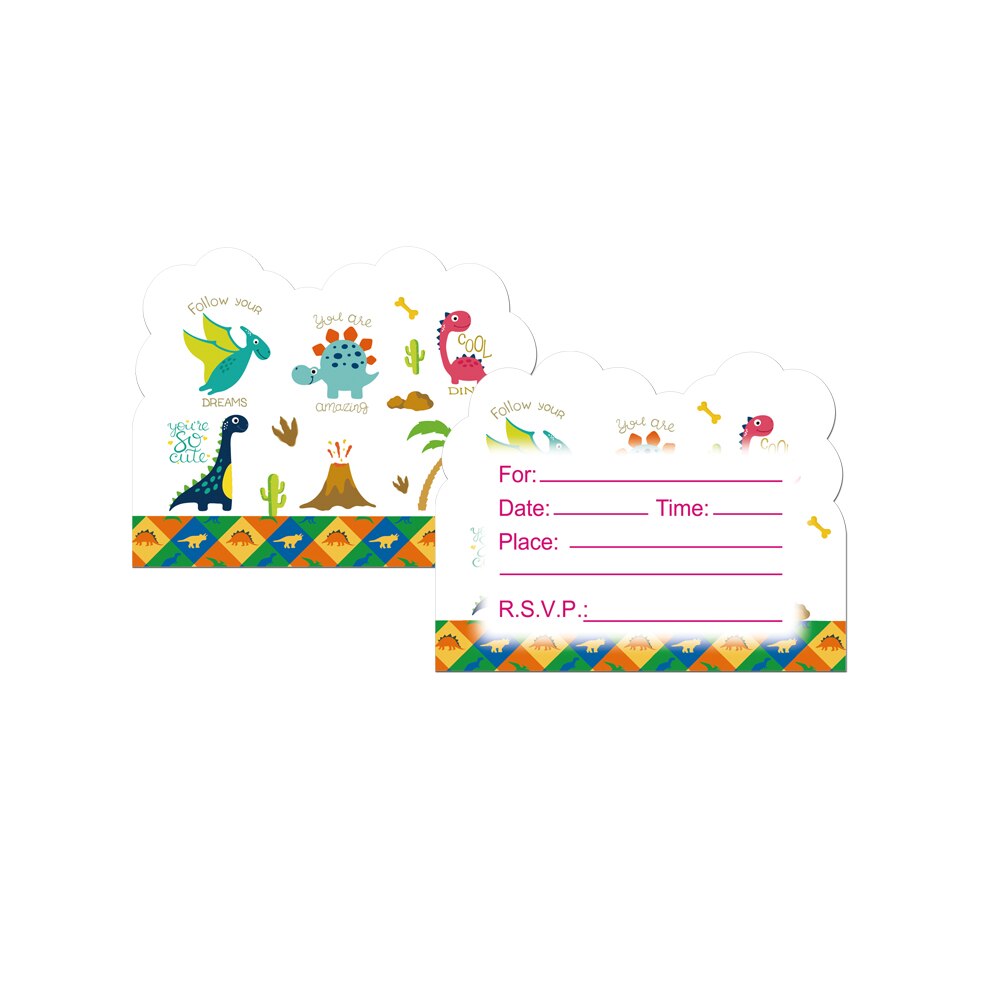 Party supplies 8pcs Dino Dinosaur theme invitation card invitations for kids birthday party decoration