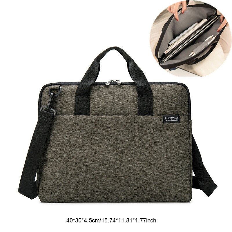 Mannen Laptop Aktetas Computer Tas Zakelijke Document Organizer Ipad Tote Handtas Messenger Purse Strap Pouch Accessoires Artikelen: A Brwon