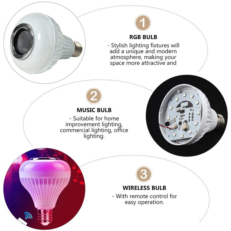 Trådløs rgb musikkpære telefonkontroll smart høyttalerpære (ingen fjernkontroll)