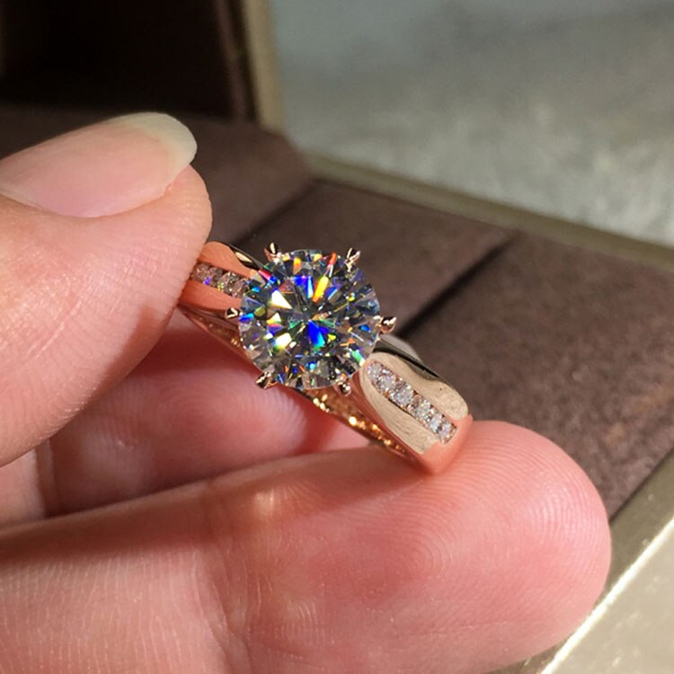 Luxus Weibliche Kristall Zirkon Stein Ring Nette Rose Gold Runde Oval Schmetterling Ring Versprechen Engagement Ringe Für Frauen: 10 / 01