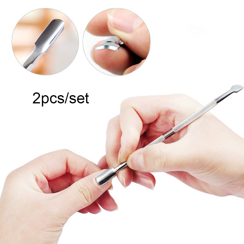 2 stks/partij Nail Cuticle Pushers Nail Art Pusher Spoon Remover, Manicure Pedicure Cuticle Gereedschap, DIY Nail Schoonheid Leveringen WJ59