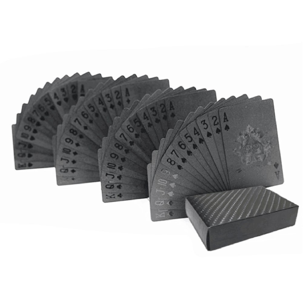 54 teile/paket Gold Folie Poker Neuheit Sammlung Wasserdichte PVC Kunststoff Spielkarten Set Einfarbig Schwarz Brettspiel