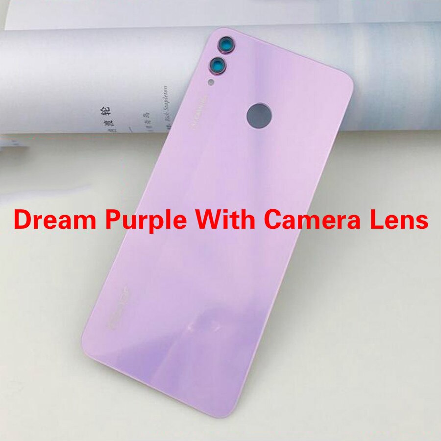 For Huawei Honor 8X Back Battery Cover Glass Panel Rear Door Housing Case With Camera Lens For Honor 8X Back Cover JSN-L21: DreamPurple add Lens
