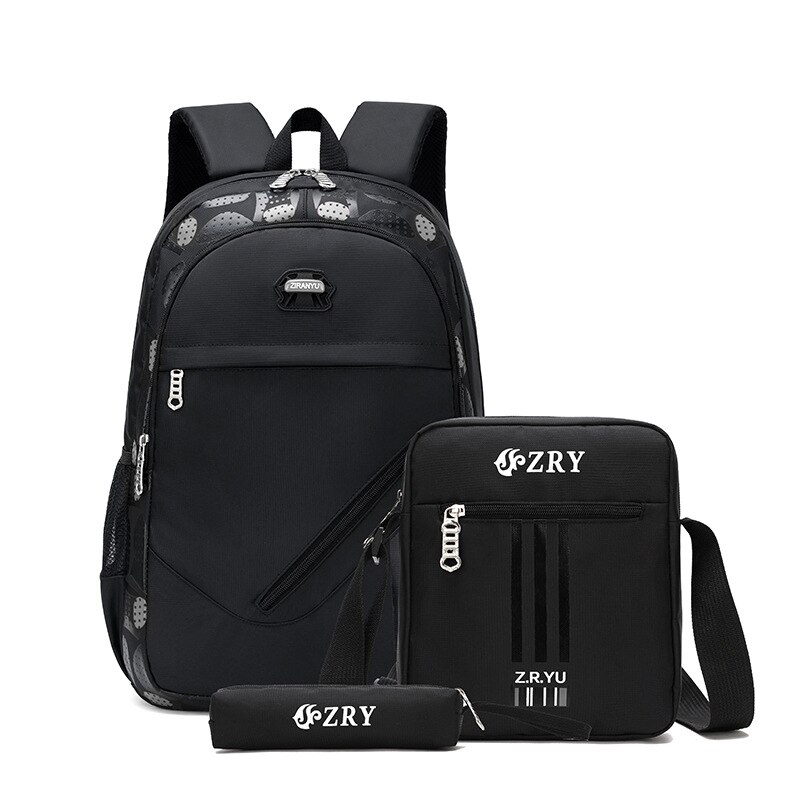 Schule Taschen für Jugendliche Jungen Schul Große Kapazität Tarnung Schule Rucksack 3 teile/satz Rucksack Bagpack freundlicher Nette Buch Taschen: grau einstellen