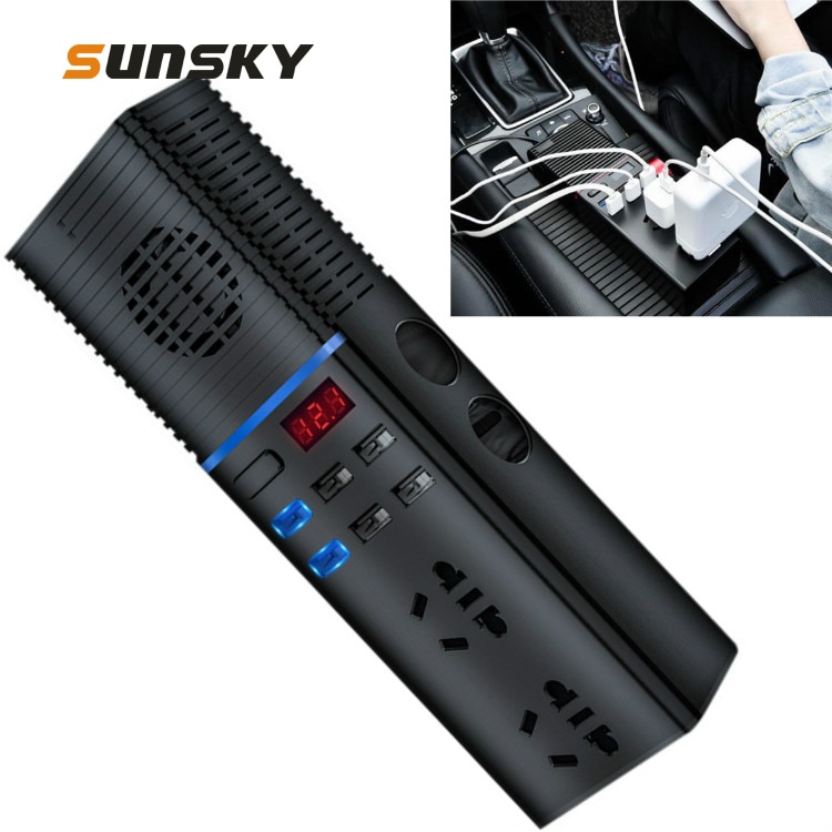 Bil inverter 12v/24v to 220v husholdnings strømomformer multifunktion 200w qc 3.0 hurtigoplader bilstik til bil/lastbil