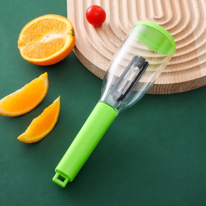 1pcs Storable Fruit Vegetable Peeler Tool With Non-slip Handle Manual Vegetable Slicer Carrot Potato Peeler Kitchen Accessories: 1PC Green