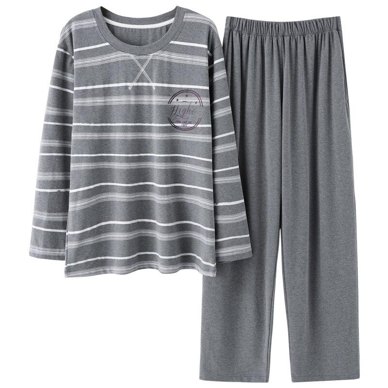 Pyjama Set - Katoen & Polyester - Gestreept Lange Mouw O-Hals - Heren & Dames Koppel Nachtkleding