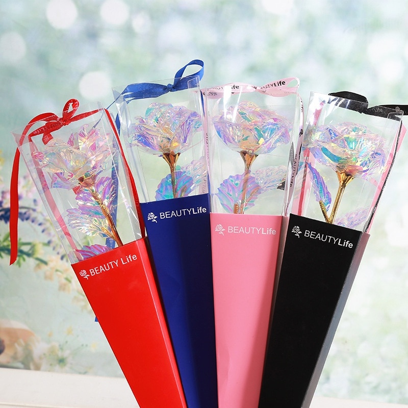 24K Gold Foil Rose Flower Artificial Rose Flower Box Exquisite Novelty Valentine's Day Romantic Flower Wedding