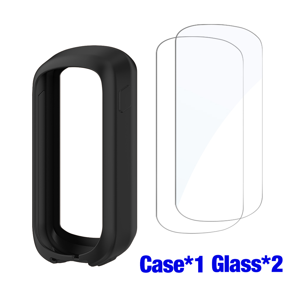 Glas + hoesje voor Garmin Edge Explore 2 Screenprotector Gehard glas en zachte siliconen beschermende bumperhoes Explore 2 Accessoires: Default Title