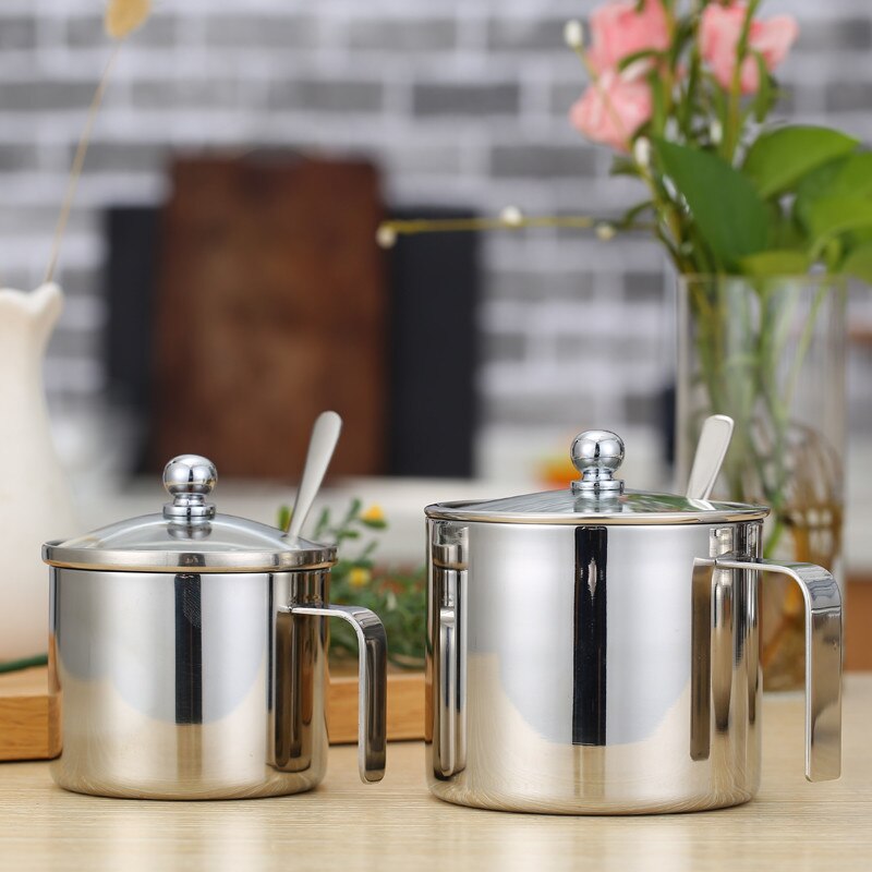 304 Stainless Steel Seasoning Box With Spoon Seasoning box Cans Salt Pepper Box Tank spice jar sugar bowl with spoon