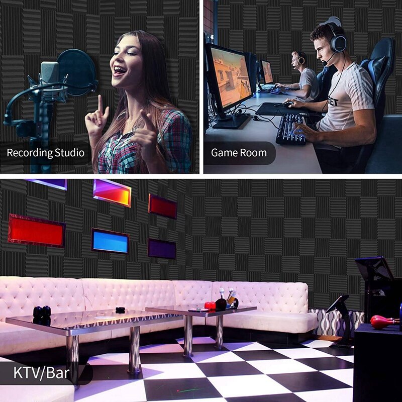 Acoustic Foam Panels Wedges 24 Pack Acoustic Panels 1 x 12 x 12inch Studio Sound Absorbing Tiles Recording Ceiling