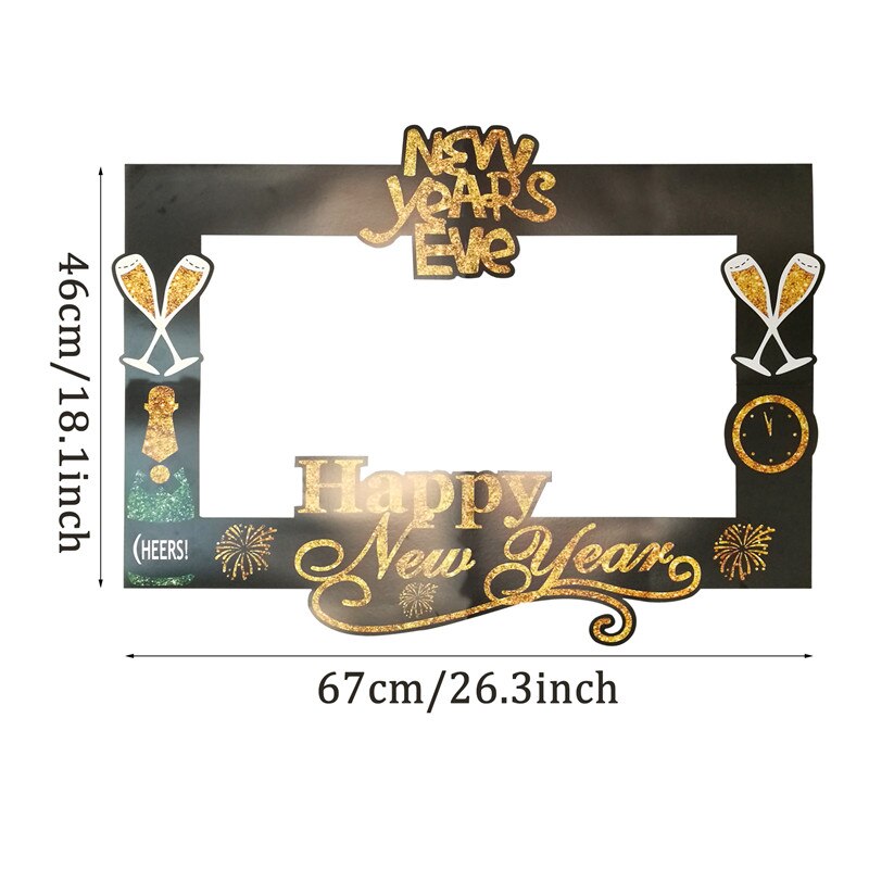2022 Gelukkig Nieuwjaar Party Photo Booth Props Met Glazen Hoed Kroon Jaar Decor Kids Adult Funy Photobooth Props thuis Leveranties