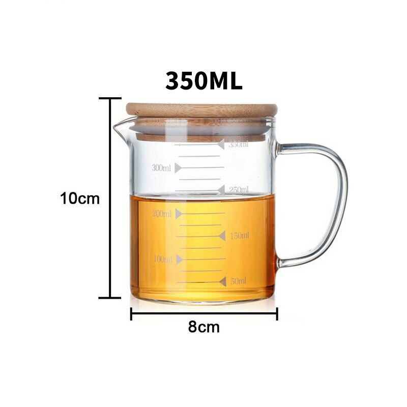 Glass Scale Measuring Cup with Lid Glass Baking Measurement Accessories Simple Transparent Home Jug Measuring Desktop Tools: B-S