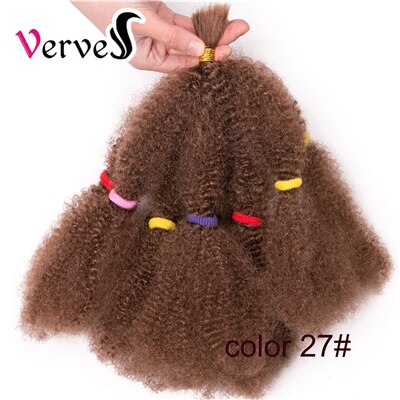 VERVES Culry Synthetic Crochet Braids Hair Extensions 12 inch Ombre Braiding Hair Afro Kinky Bulk Twist Braids Black,Brown,Bug: #27 / 5pcs/lot