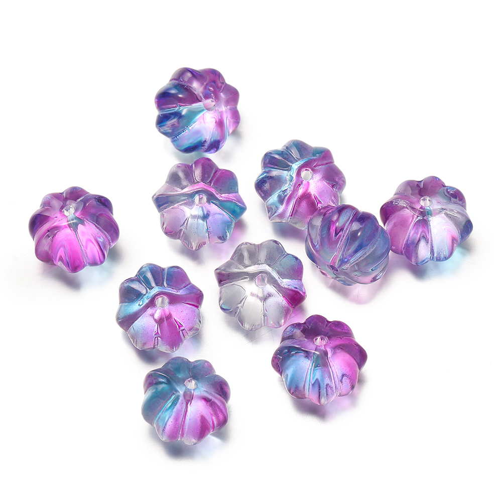 30 unids/pack de cuentas de calabaza de cristal, cuentas espaciadoras sueltas para pulsera, collar, pendientes, llavero, accesorios para hacer joyería hechos a mano DIY: Rojo