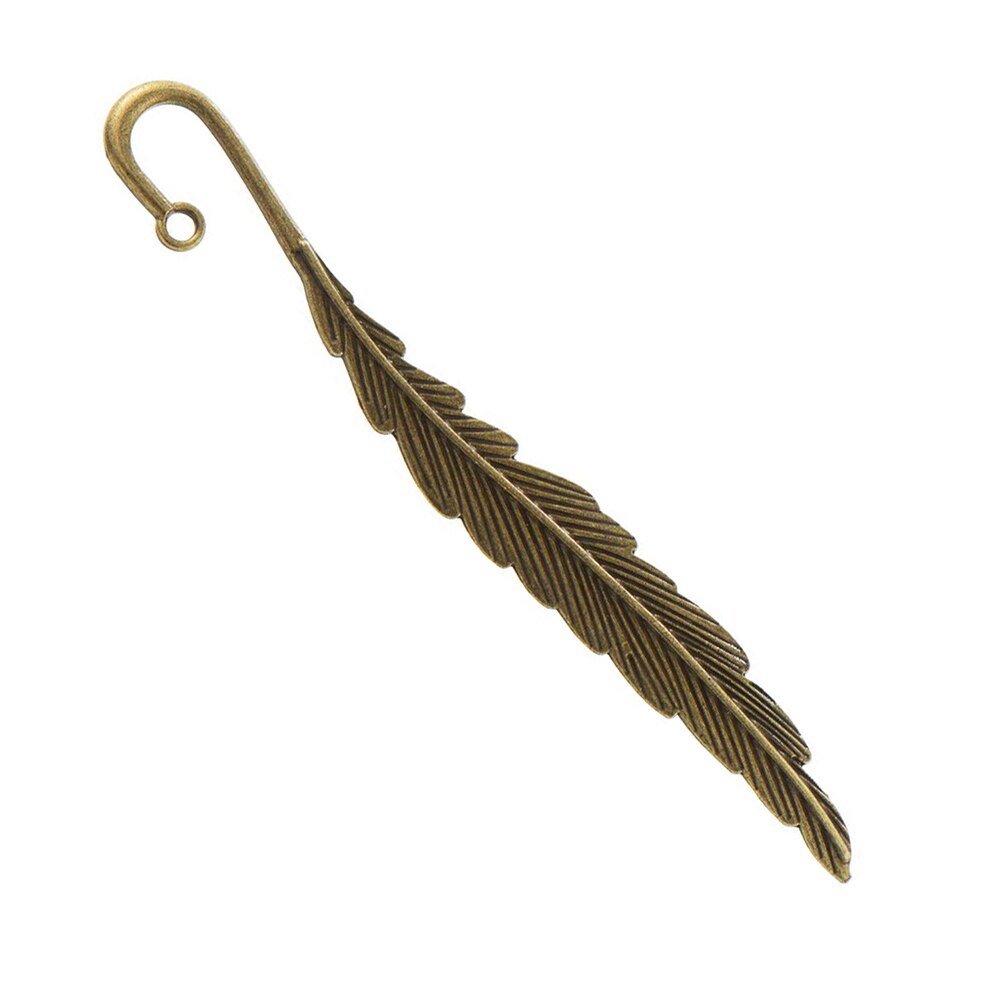 Marcapáginas de plumas de Metal Vintage, de aleación, con forma de pluma, Marcadores de libro VDX99 10 Uds.