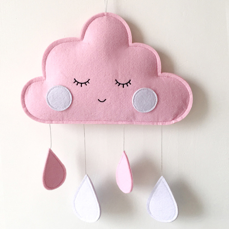 Colgante de gota de agua de nube de fieltro nórdico colgante de pared habitación decorativa para niños tienda decorativa para bebés utilería para foto de decoración de guardería