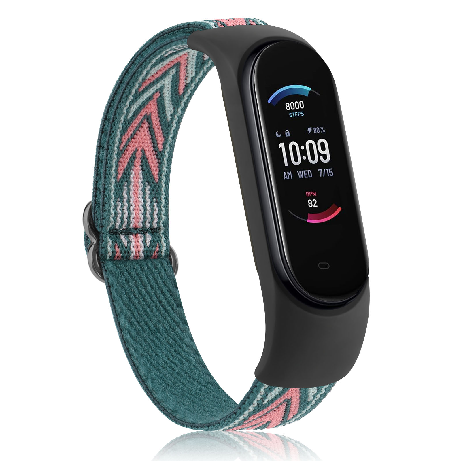 Elastyczny pasek nylonowy do paska Amazfit Band 5 wymiana paska sportowa opaska na nadgarstek pasek do zegarka kompatybilny z bransoletką Amazfit Band 5: Niebieski różowy