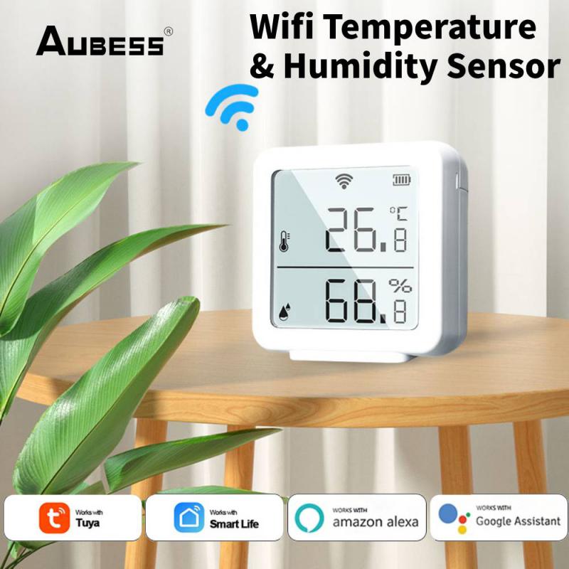 Tuya WiFi Temperature And Humidity Sensor With LCD Screen Display Alarm Push Work With Alexa Google Assistant Smart Life APP