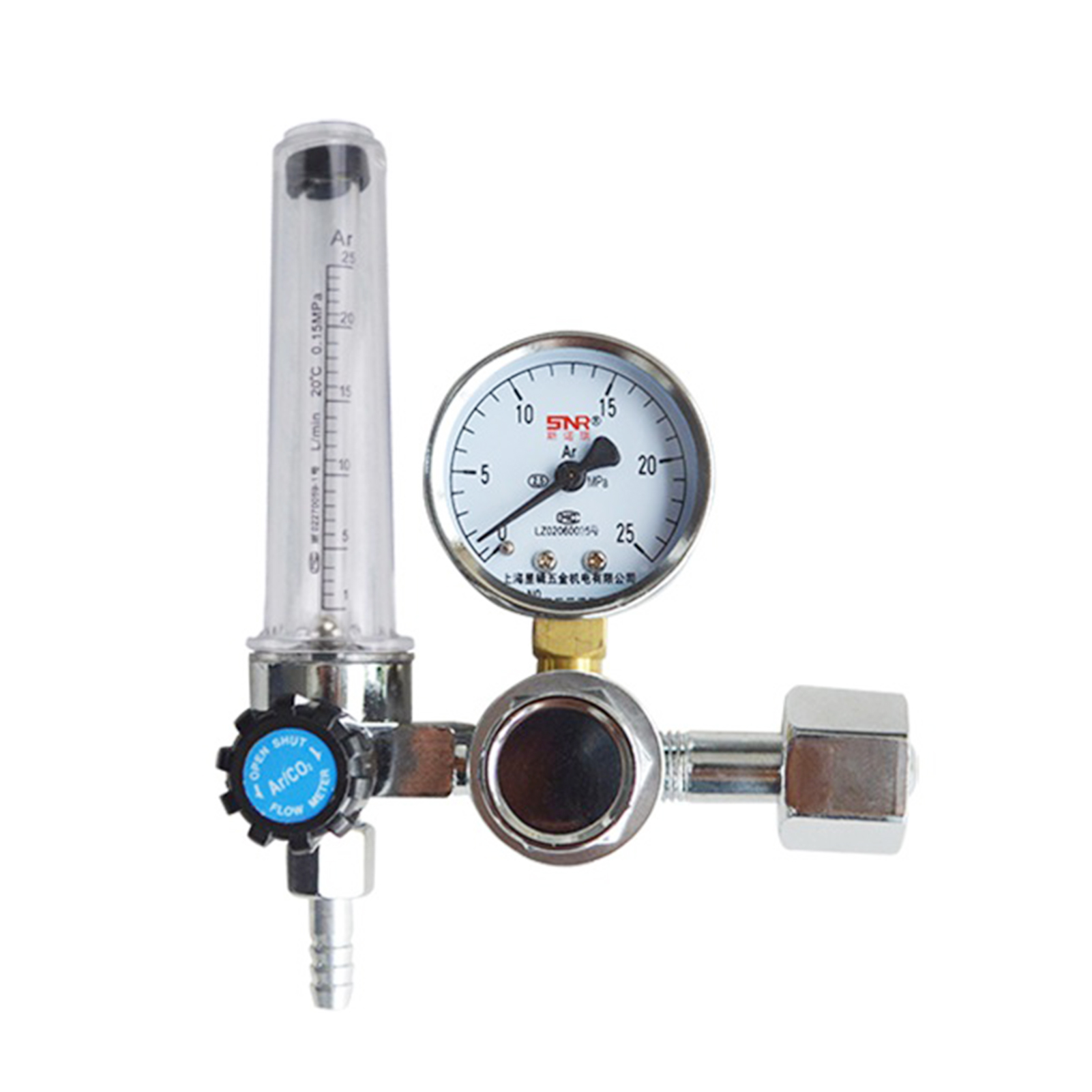 G5/8'' 0-25Mpa Argon Flow Meter Leakproof Gas Pressure Regulator Flowmeter Argon Pressure Regulating Valve Argon Regulator: Silver